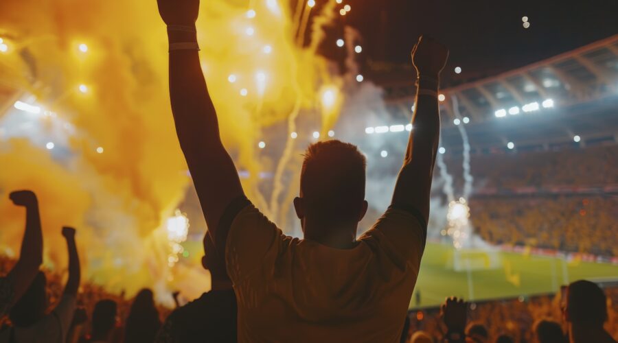 flare menyala di stadion